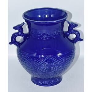 Chinese Cobalt Blue-glazed Alter Vessel Dragon Handles